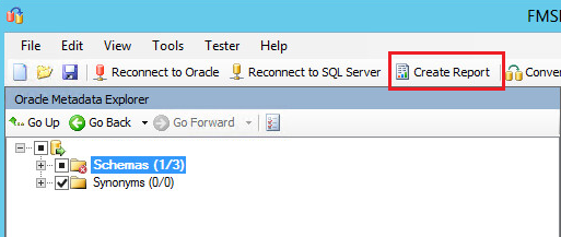Microsoft SQL Server Migration Assistant for Oracle create report for Oracle to SQL Server migration