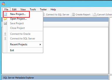 Microsoft SQL Server Migration Assistant for Oracle New Project dropdown