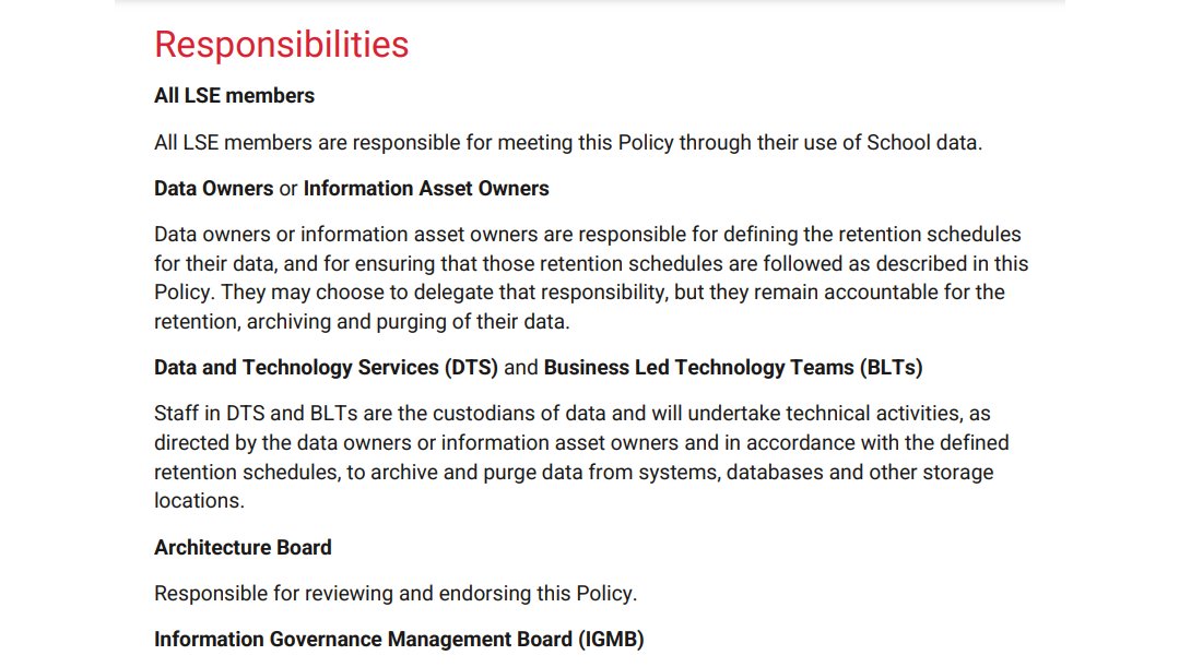 LSE Data Responsibilities Policy